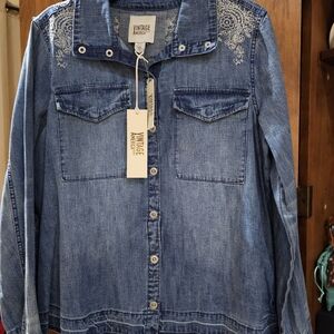 Vintage America Blue Denim Button Down Shirt